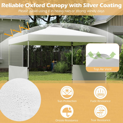 300 X 300 CM Pop up Canopy Tent with 2 Half Sidewalls-White