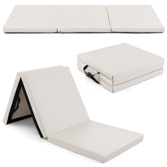 6 x 2 FT Tri-Fold Gym Mat with Handles and Removable Zippered Cover-Light Gray