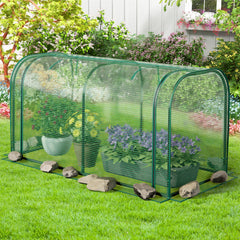 Portable Garden Patio Greenhouse with Roll-up Zipper Door and Waterproof Sun-Protective PE Cover-Green