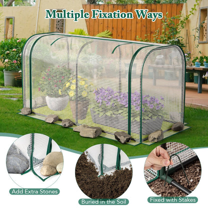 Portable Garden Patio Greenhouse with Roll-up Zipper Door and Waterproof Sun-Protective PE Cover-White