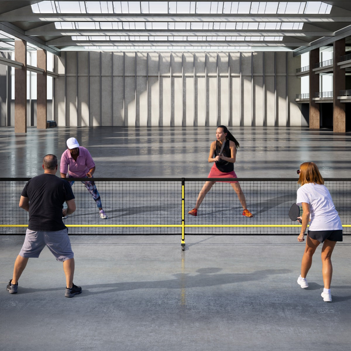 Portable Regulation Size Pickle Ball Net System with 6 Lockable Wheels
