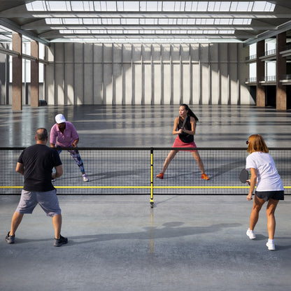 Portable Regulation Size Pickle Ball Net System with 6 Lockable Wheels