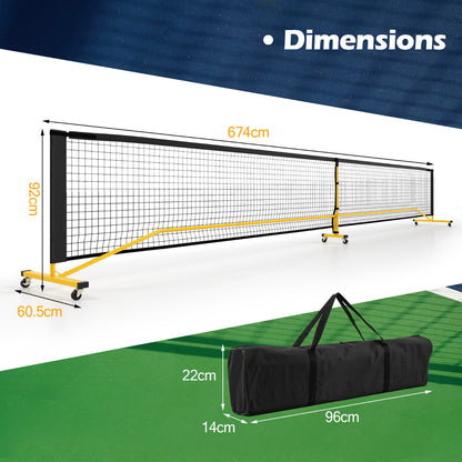 Portable Regulation Size Pickle Ball Net System with 6 Lockable Wheels