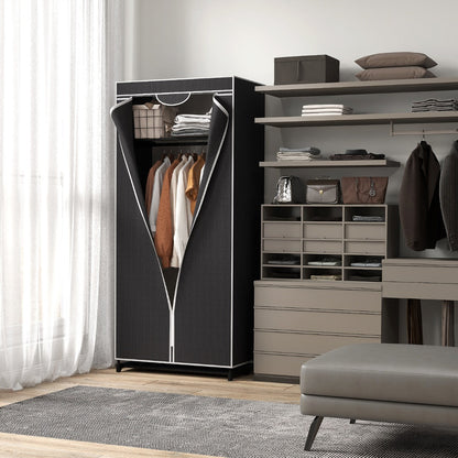 Single Canvas Wardrobe with Dust-proof Cover-Black