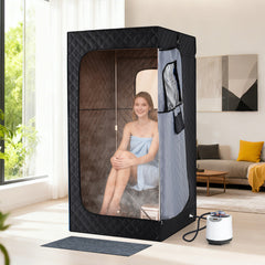 Portable Steam Sauna Box Extra-Large Tent 3L/1200W Fast-Heat Steamer-Black
