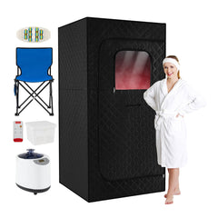 Portable Steam Sauna Box Extra-Large Tent 3L/1200W Fast-Heat Steamer-Black