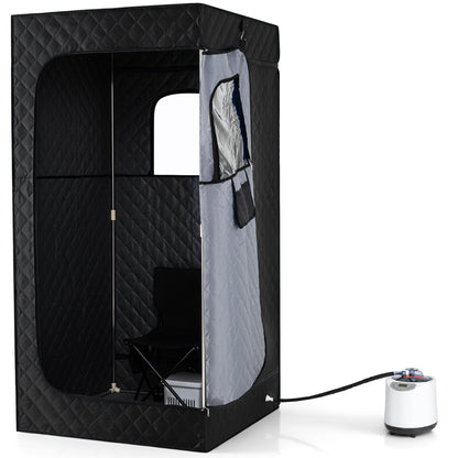 Portable Steam Sauna Box Extra-Large Tent 3L/1200W Fast-Heat Steamer-Black