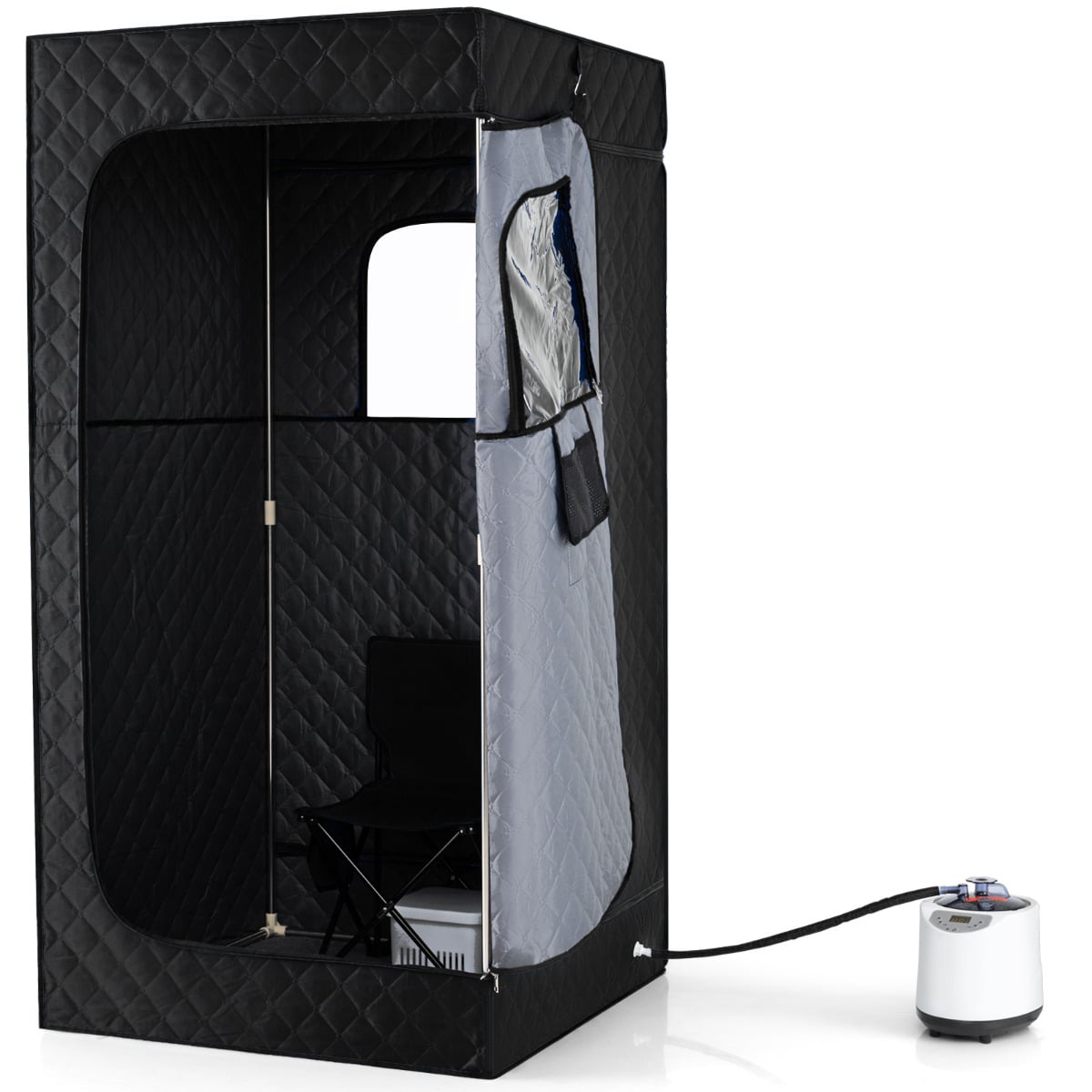 Portable Steam Sauna Box Extra-Large Tent 3L/1200W Fast-Heat Steamer-Black