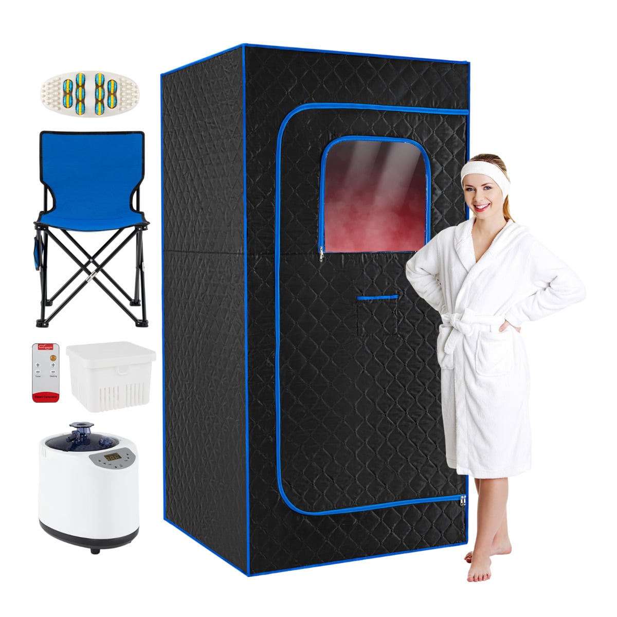 Portable Steam Sauna Box Extra-Large Tent 3L/1200W Fast-Heat Steamer-Blue