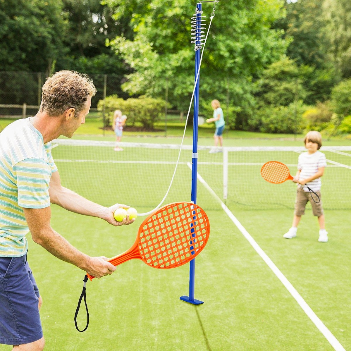 3-Level Height-Adjustable Portable Tetherball Set with Ball