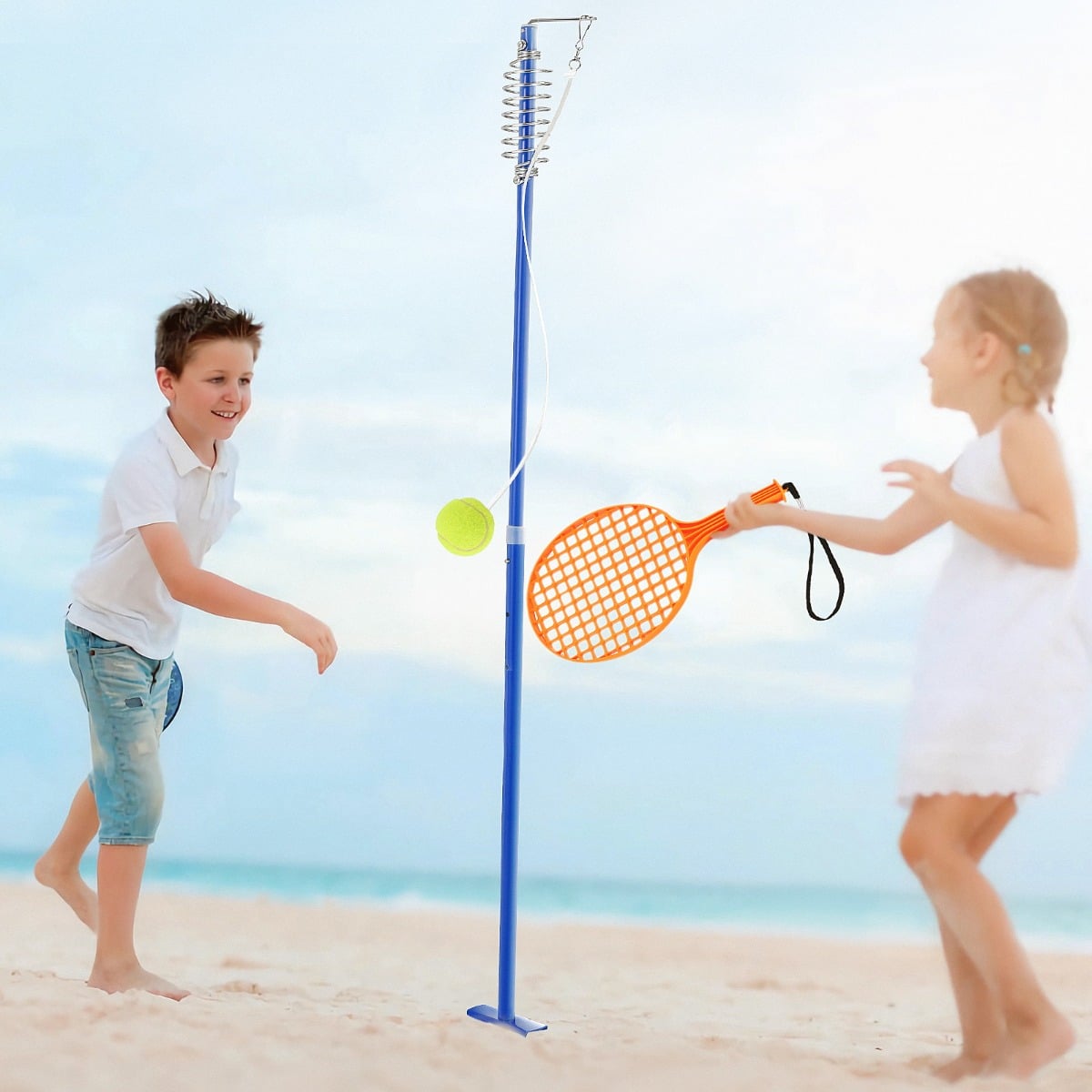 3-Level Height-Adjustable Portable Tetherball Set with Ball