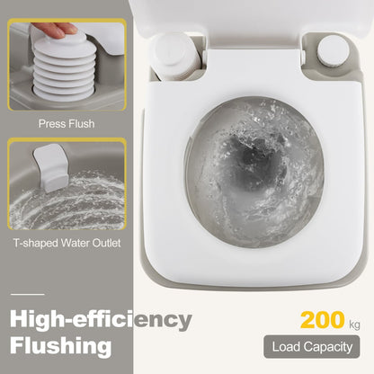 Portable Toilet with 20 L Waste Tank and Flush Pump
