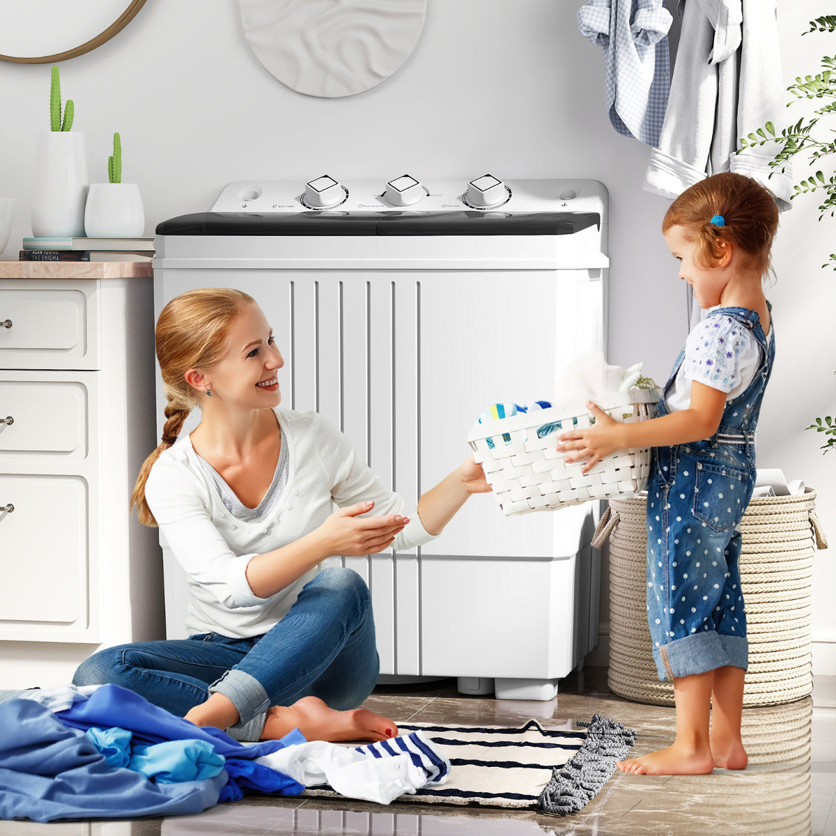 Portable Washing Machine with Drain Pump for Apartment Dorm-Black