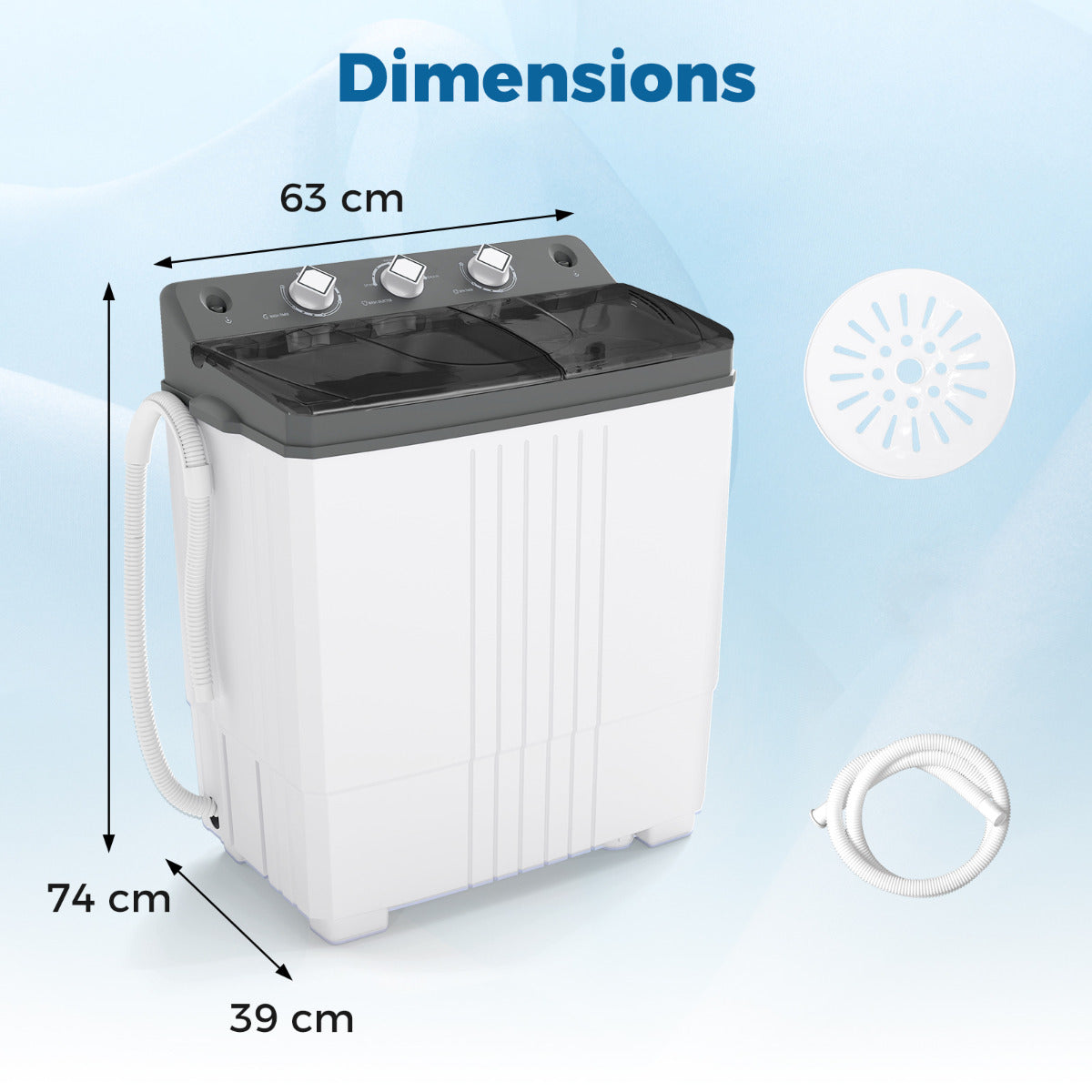 Portable Washing Machine with Drain Pump for Apartment Dorm-Grey