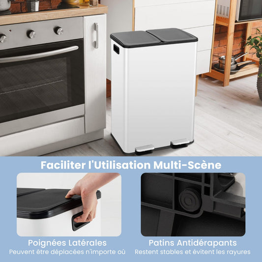 Trash Can with 2 Deodorizer Compartments and Soft Close Lids-White