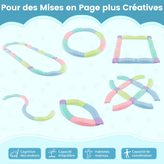 Kids Balance Beams 20 Pieces Stepping Stones with Bottom Mats-Macaron Green