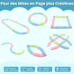 Kids Balance Beams 20 Pieces Stepping Stones with Bottom Mats-Macaron Green