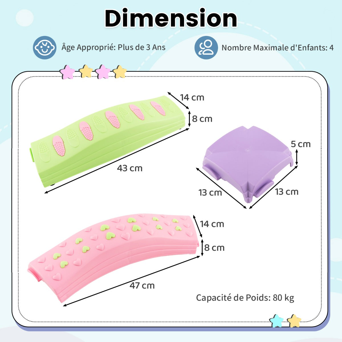 Kids Balance Beams 20 Pieces Stepping Stones with Bottom Mats-Macaron Green