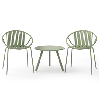 All Weather PP Patio Conversation 3 Pieces Bistro Set with Round Coffee table-Green