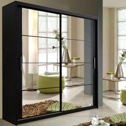 Deltum Sliding Door Wardrobe - Grey, White, Black - 150cm and 203cm