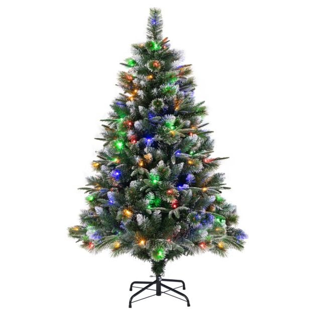 180/150 CM Pre-Lit Artificial Christmas Tree with 856/476 Pine Needles/Flocked PVC/PE Tips-150 cm