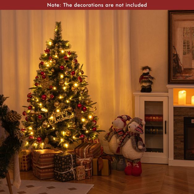 180/150 CM Pre-Lit Artificial Christmas Tree with 856/476 Pine Needles/Flocked PVC/PE Tips-150 cm