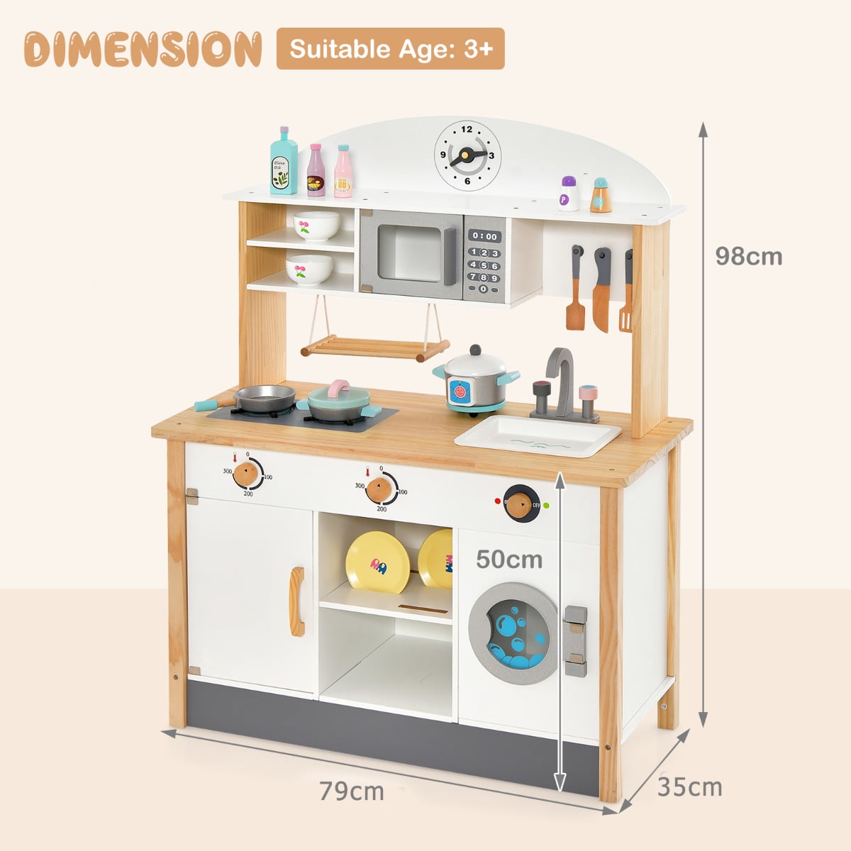 Pretend Kitchen Toy Set with Various Cooking Accessories