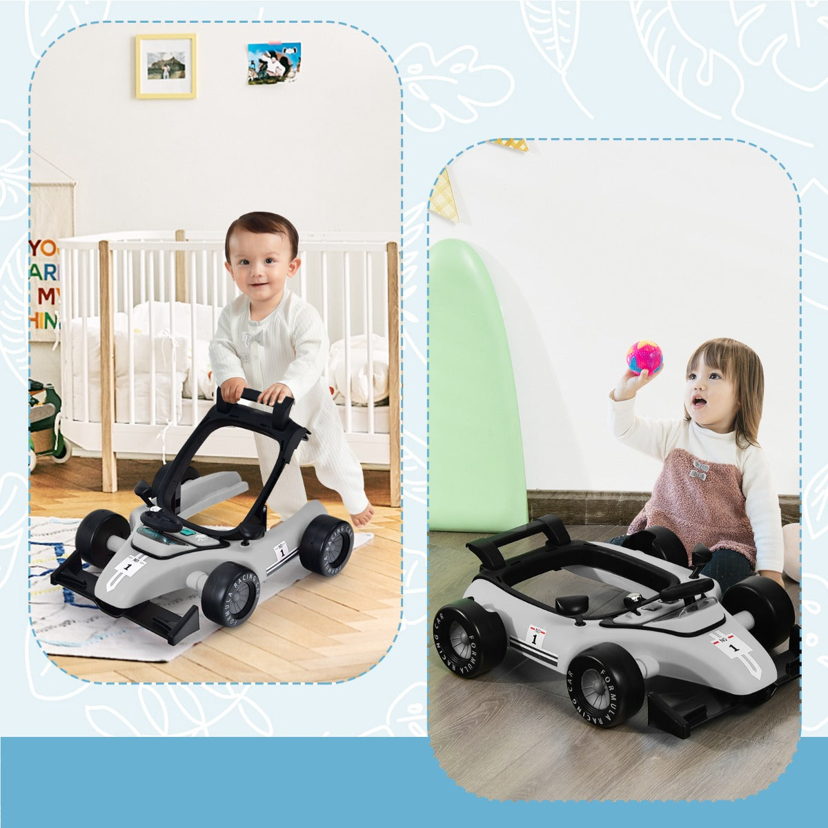 4 in 1 baby walker folding baby walker gray