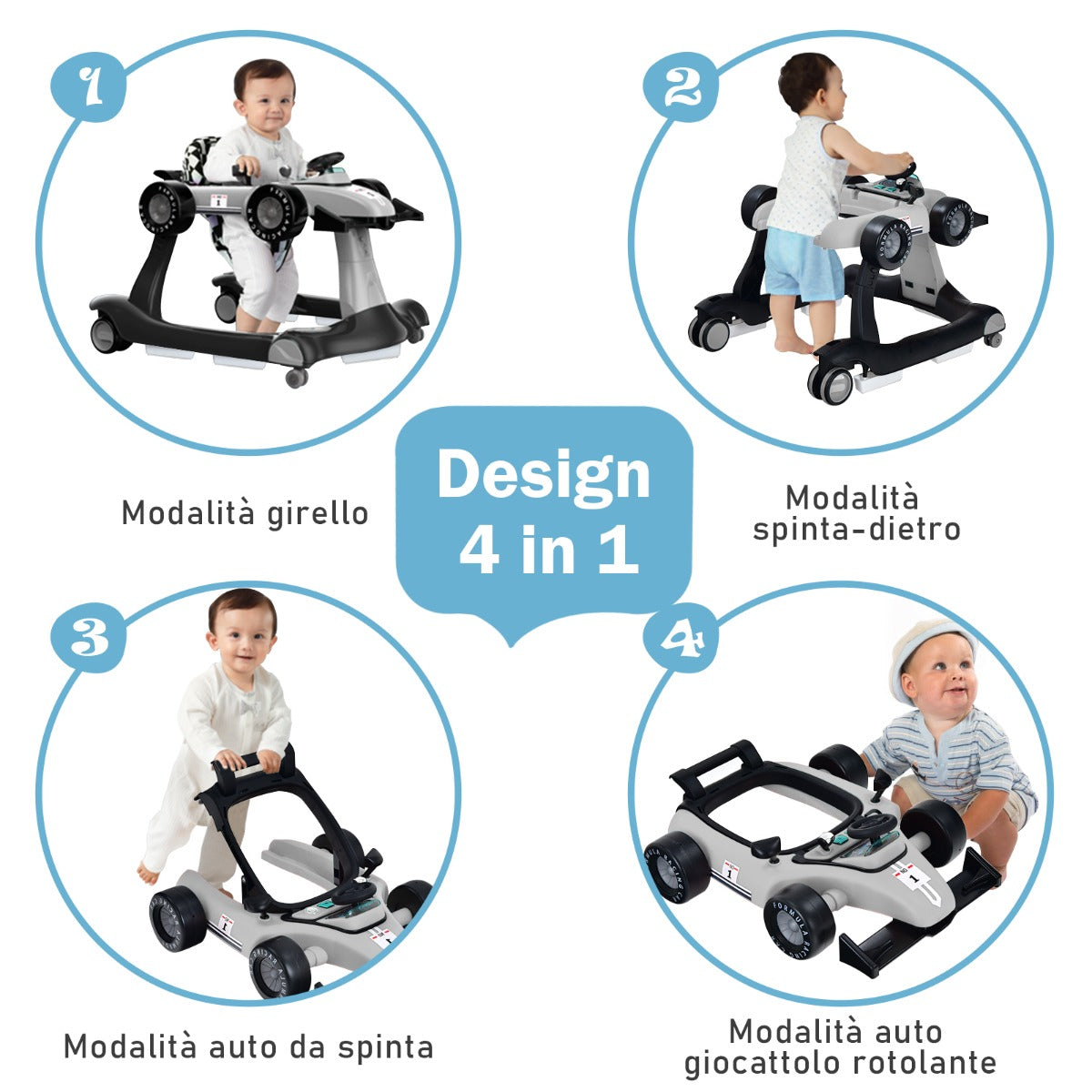4 in 1 baby walker folding baby walker gray