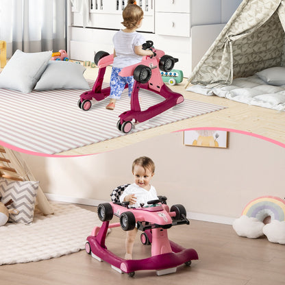 4 in 1 Baby Walker Foldable with Adjustable Height 15kg Load Capacity Purple