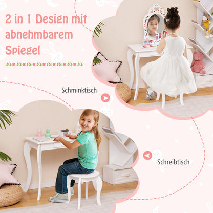2-in-1 Kids Vanity Set with Mirror and Drawer