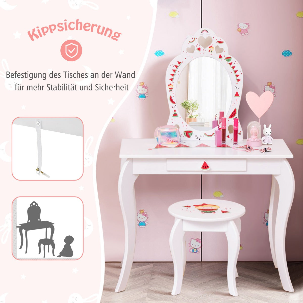 2-in-1 Kids Vanity Set with Mirror and Drawer