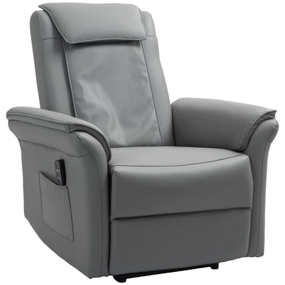 HOMCOM Recliner Armchair with 3D Kneading Massage, Breathable Leather Recliner Chair with Back Massager and Headrest, Electric Reclining Chair with Footrest, Remote, USB Port, Side Pockets for Home