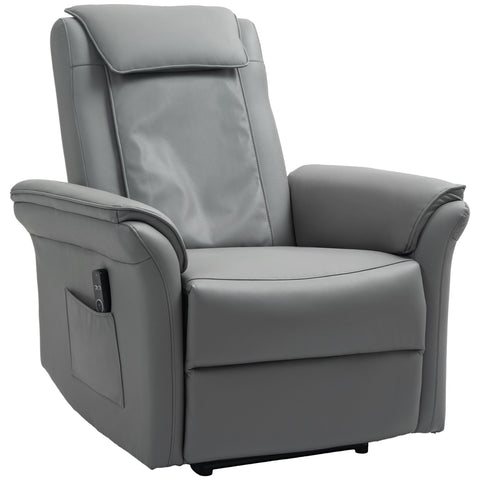 HOMCOM Recliner Armchair with 3D Kneading Massage, Breathable Leather Recliner Chair with Back Massager and Headrest, Electric Reclining Chair with Footrest, Remote, USB Port, Side Pockets for Home