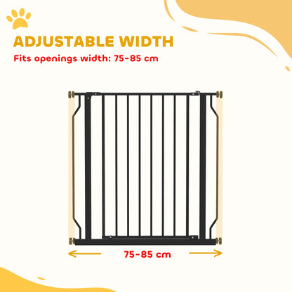 PawHut Extra Wide Dog Safety Gate, with Door Pressure, for Doorways, Hallways, Staircases - Black