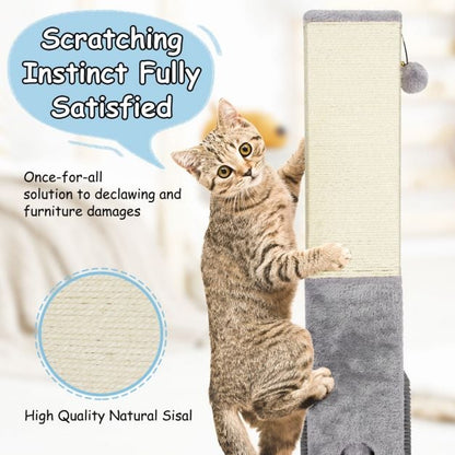 79cm Tall Cat Scratching Post with Balls Massage Brush and Carpet Base-Grey