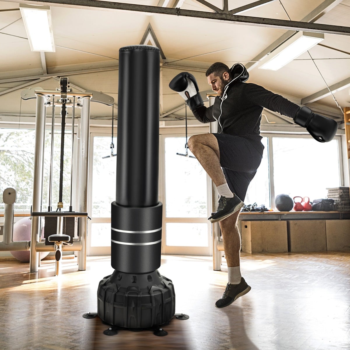 Boxing Bag with Boxing Gloves and Suction Cup Base