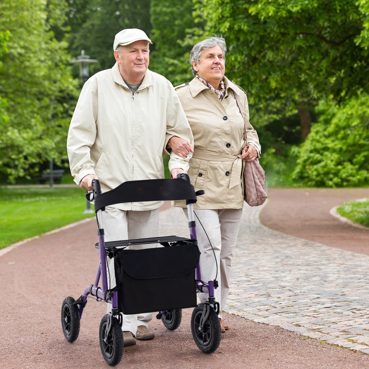 Foldable Rolling Walker with Seat-Purple