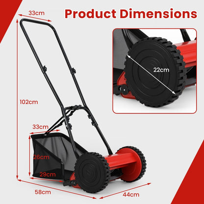 Manual Grass Sweeper with 30cm Cutting Width-Red