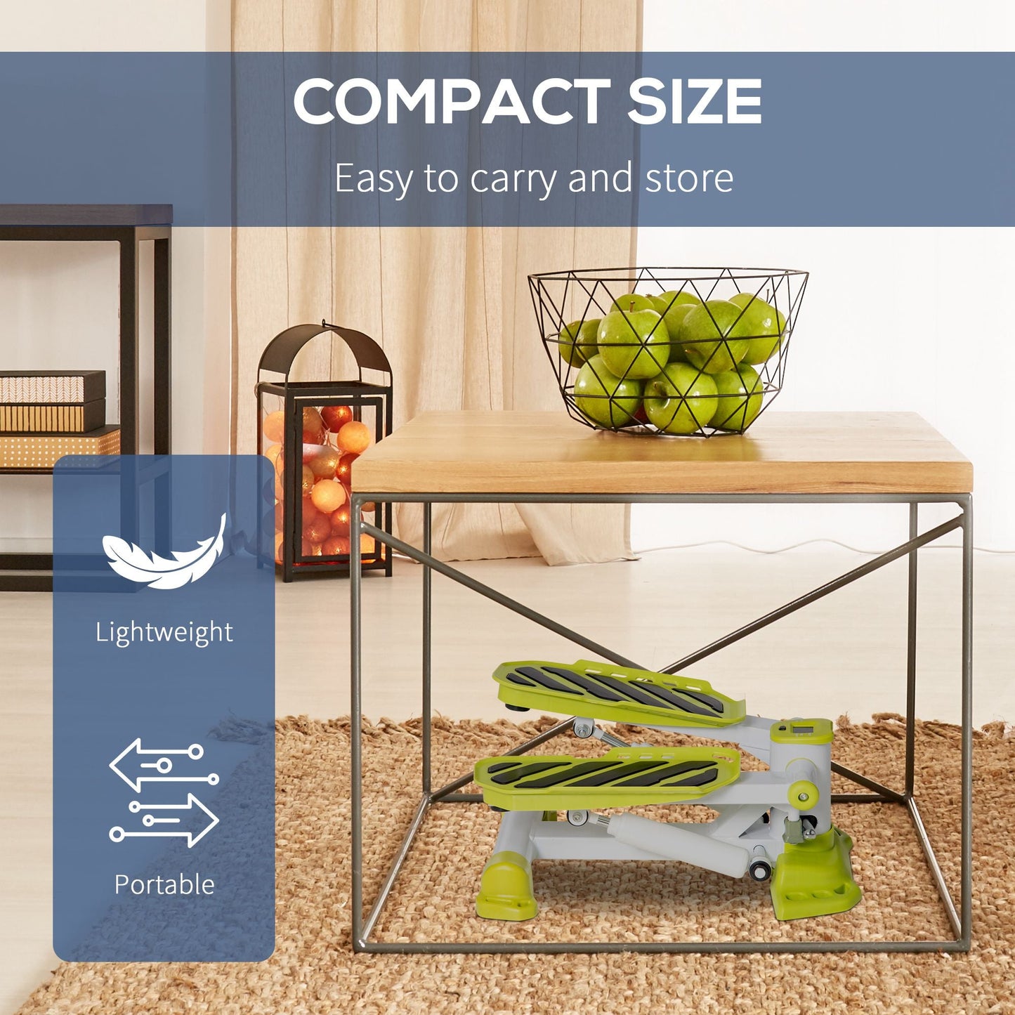 HOMCOM Portable Mini Stepper, Steppers for Exercise Workout with LCD Display Monitor, Anti-skid Foot Pedals for Home Gym Office, Yellow