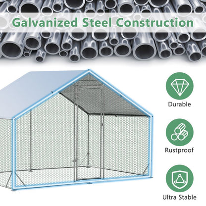 Large Spire-Shaped Chicken Run Coop with Waterproof and Sun-Protective Cover