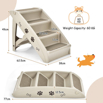 Folding Plastic Pet Stairs with Non-slip Pad for Cat & Dog