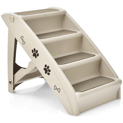 Folding Plastic Pet Stairs with Non-slip Pad for Cat & Dog