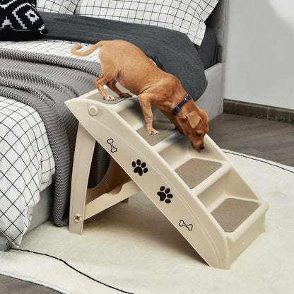 Folding Plastic Pet Stairs with Non-slip Pad for Cat & Dog