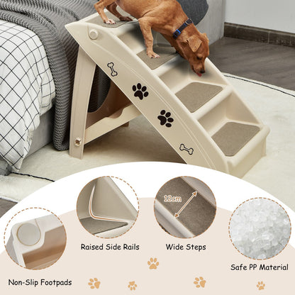 Folding Plastic Pet Stairs with Non-slip Pad for Cat & Dog