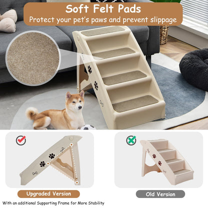 Folding Plastic Pet Stairs with Non-slip Pad for Cat & Dog