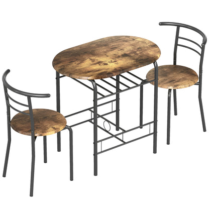 HOMCOM Three-Piece Compact Dining Set - Rustic Brown