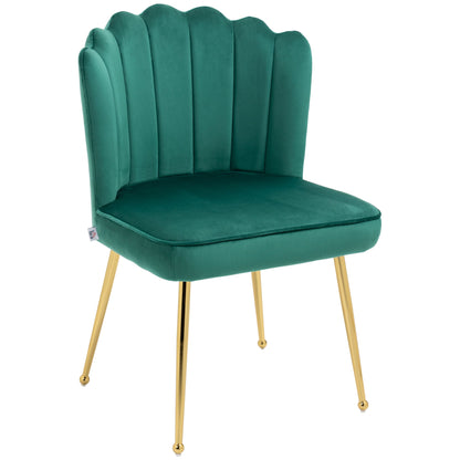 HOMCOM Velvet-Feel Shell Accent Chair - Green