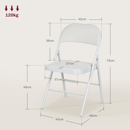 HOMCOM Set of Two Cushioned Folding Chairs - White