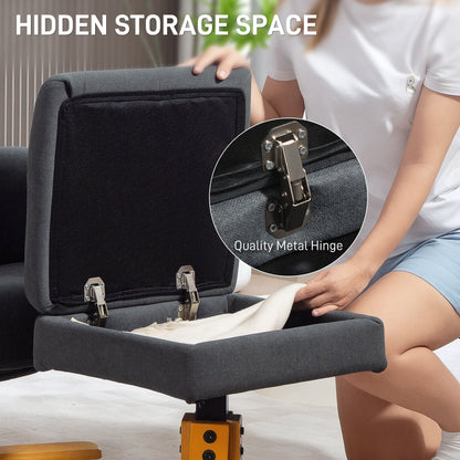 HOMCOM Linen-Look Recliner, with Storage Ottoman - Grey